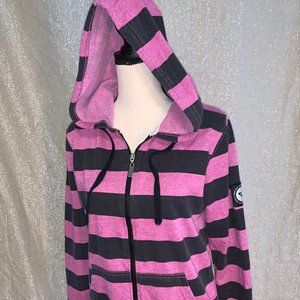 ROXY Pink & Black striped hoodie